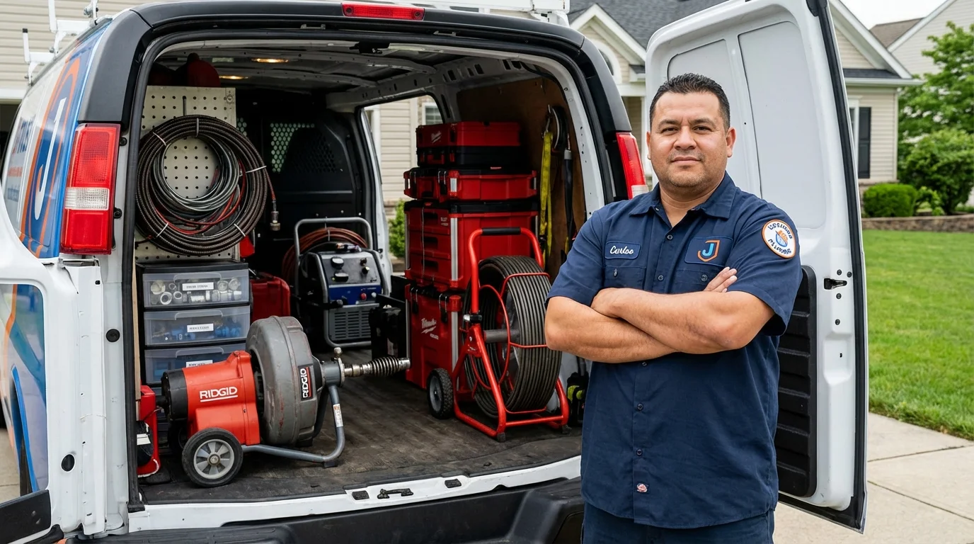 Professional drain cleaning equipment and Johns Plumbing LLC plumber in Saint Elmo