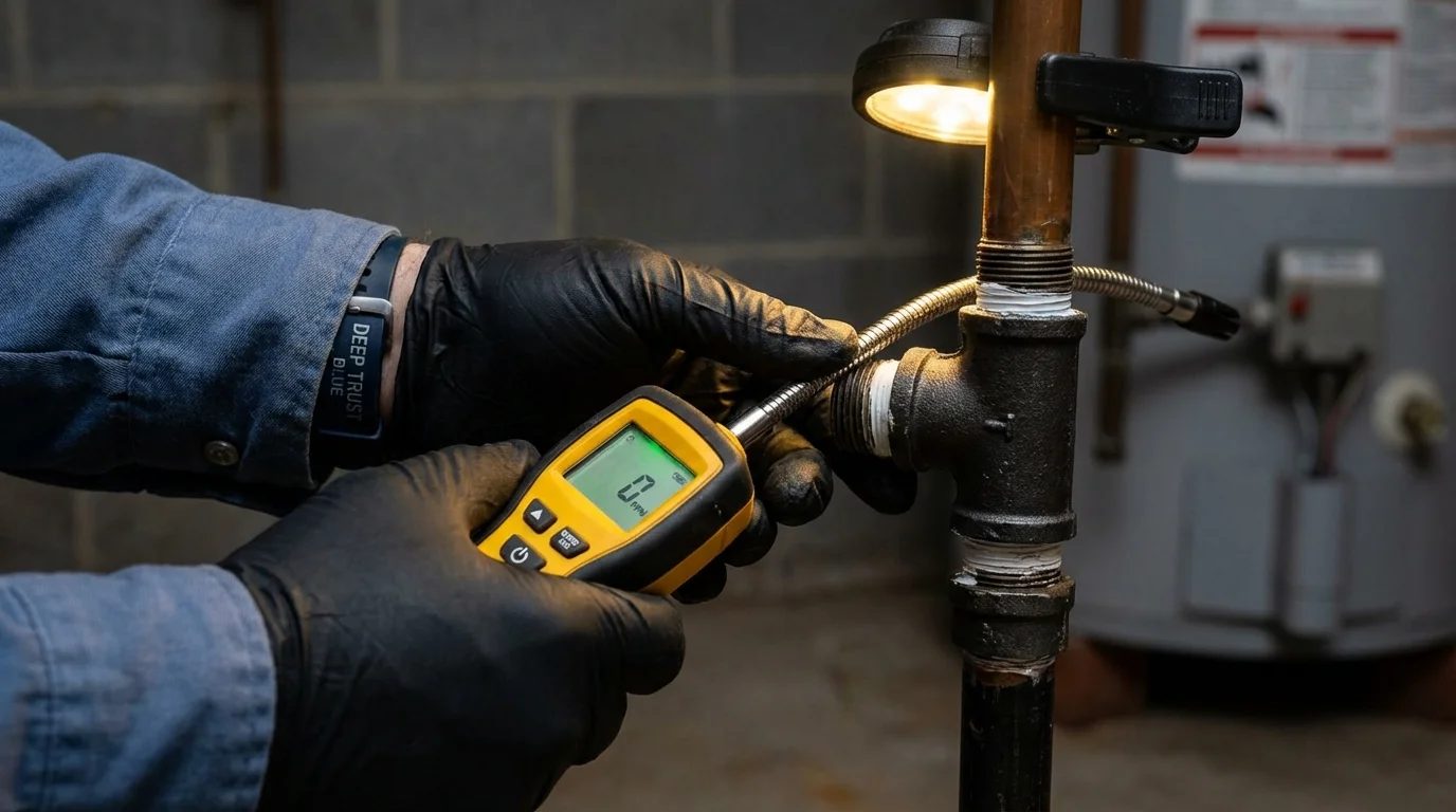 Gas leak detection with electronic sniffer by Johns Plumbing LLC in Saint Elmo