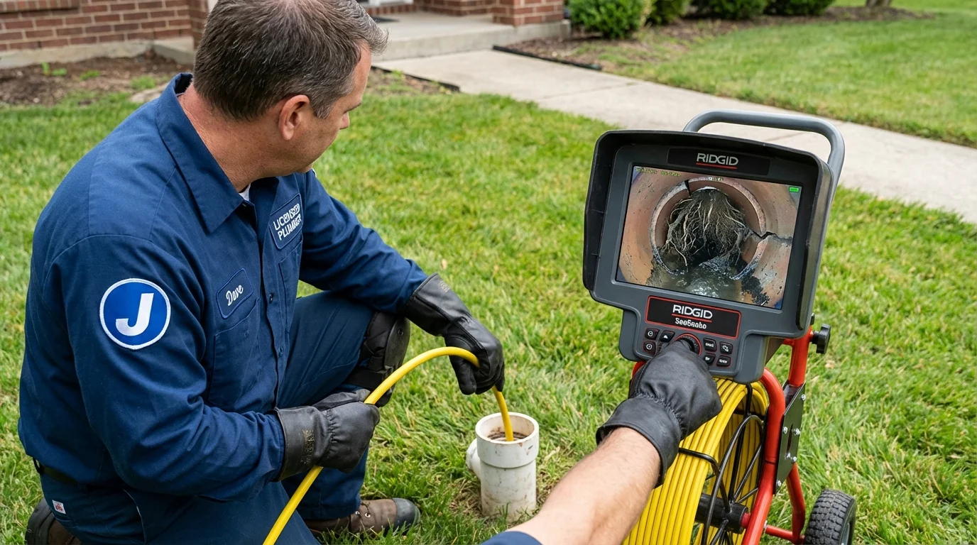 Sewer camera inspection being performed by Johns Plumbing LLC in Saint Elmo