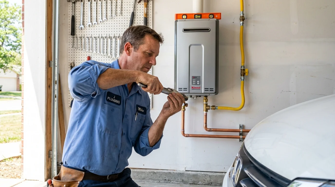 Tankless water heater installation by a Johns Plumbing LLC plumber in Saint Elmo